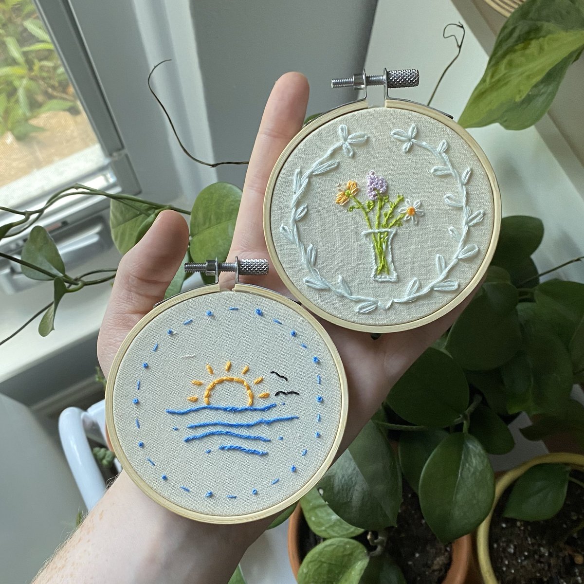 danaknich's tweet photo. while stuck at home, i’ve been teaching myself how to embroider! i’m starting a thread to track my progress 💞✨ https://t.co/7AUEroZ0ir