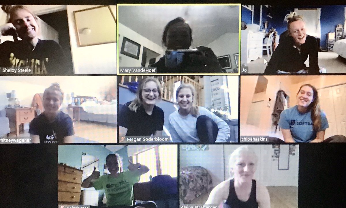 HopeCollegeSB's tweet photo. Got together with players for some yoga yesterday led by Hope track and field senior Alaina Streberger! Great chance to get a relaxing workout together as the last week of classes is approaching. Love any chance to see and connect with players! #yoga #lovethisteam #dutchball https://t.co/gmY6RUBTa5