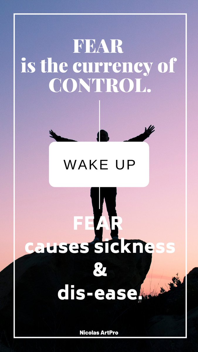 Fear is one of the main spiritual roots of sickness and disease. 

Wake up my friends🙏🏼❤️🙏🏿