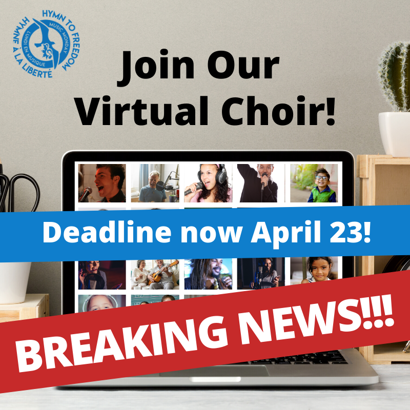 MusicEdCanada's tweet photo. ⚡⚡ THIS JUST IN:  Deadline to submit your recording for our Virtual Choir extended to April 23! ⚡⚡ https://t.co/t1eC55x82b