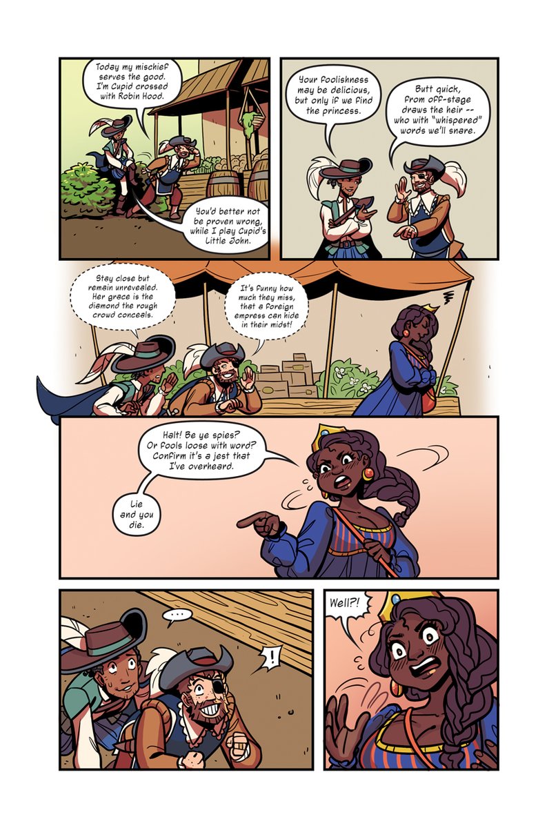 EdwardComics's tweet image. And here's the full comic! It's a queer shakespearean(ish) rom com in 4 pages, co-created with @elefluff and lettered by @RachelOrdwayArt

More mini-comics at EdwardComics.com