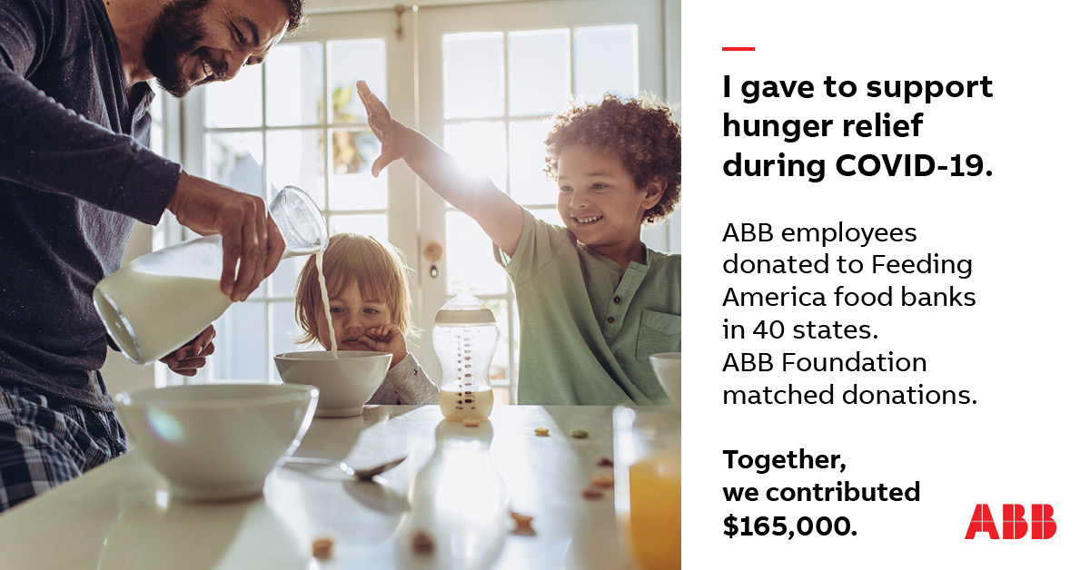 JennPittmanNC's tweet photo. Rallied together with ABB employees to support @FeedingAmerica food banks in 40 states. #COVID19relief #noonegoeshungry #strongtogether #ABBgives https://t.co/nL3a5eYEKq