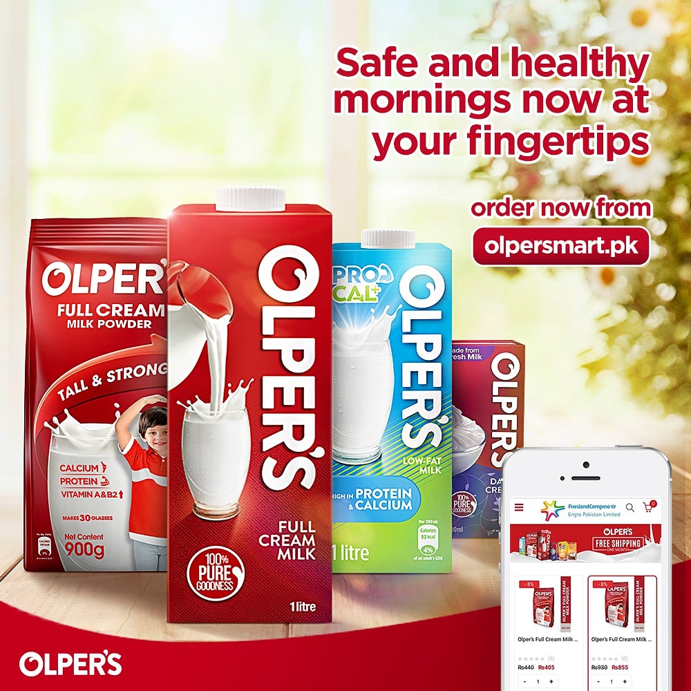 While you stay safe and stay at home, we are here to deliver your favorite dairy brands right at your doorstep. 

Order now from Olpersmart.pk
