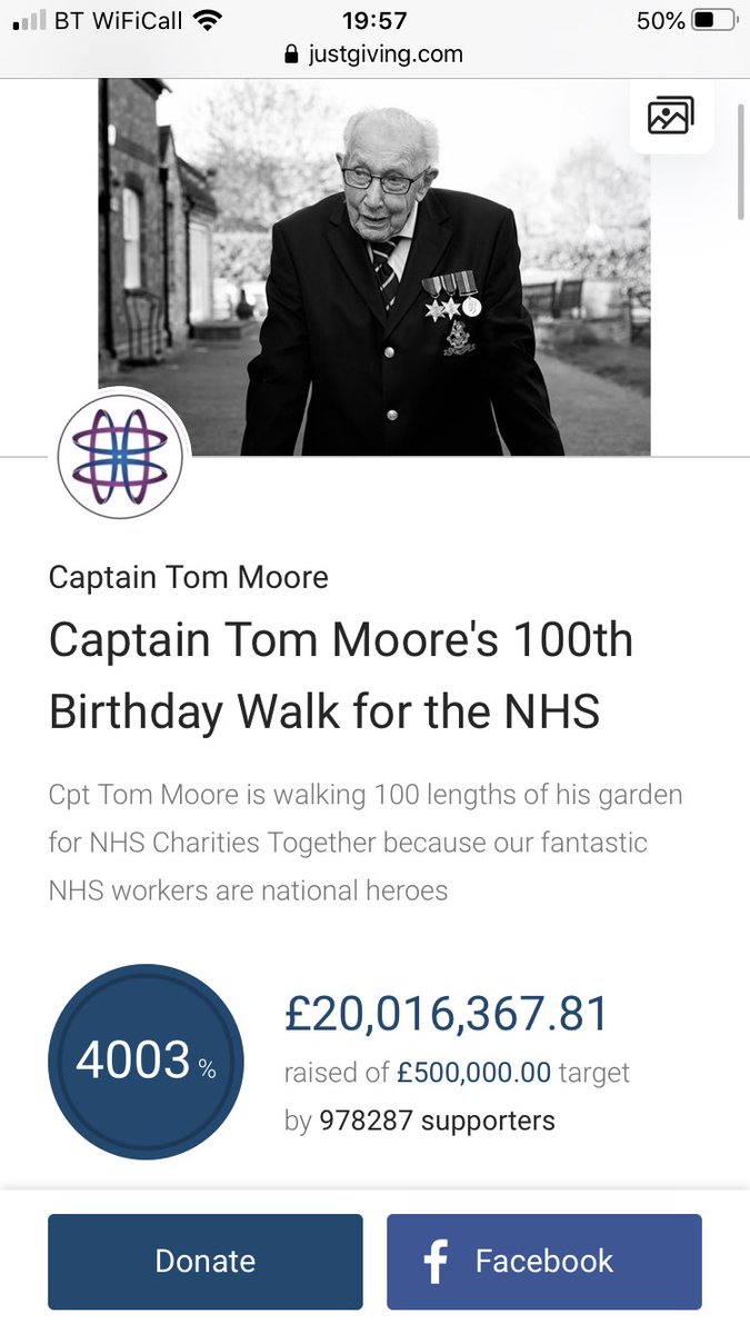 G_AtkinsonPhoto's tweet photo. 20 chuffing Million
Get in there @captaintommoore
#NotAllHeroesWearCapes #knighthim #SirTomMoore #AriseSirTom #ClapForCarers #NHSheroes https://t.co/V4O0IJu9CS