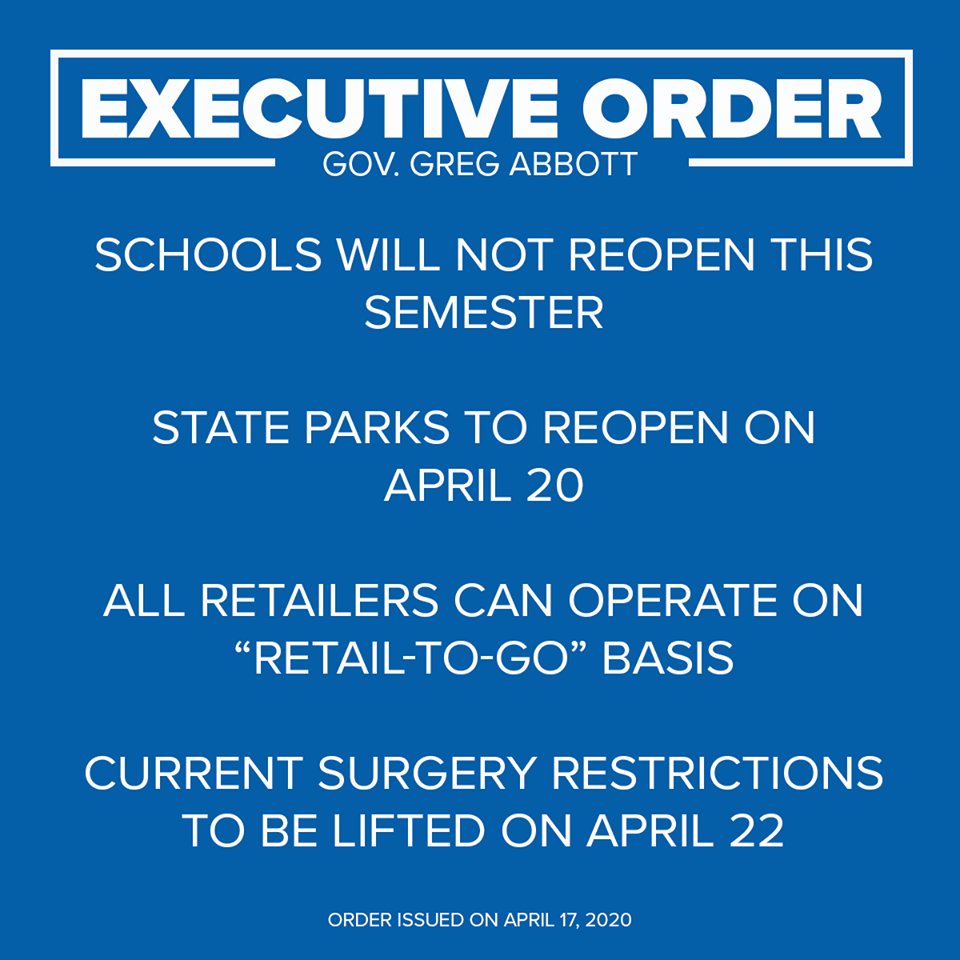 KVUE's tweet photo. .@GovAbbott issued three executive orders today. Here's what they mean. #Texas #COVID-19 #coronavirus STORY: https://t.co/dWfW1CcQ3p https://t.co/kCyQXkIpmq