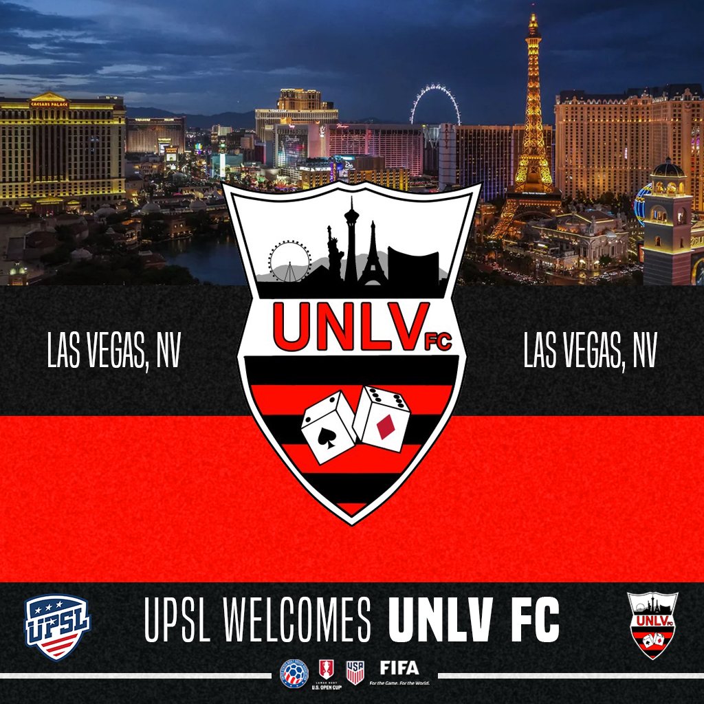 UPSLsoccer's tweet photo. The United Premier Soccer League (#UPSL) Announces Las Vegas, NV-based UNLV Futbol Club (@unlvfc) as a new member of @UPSL_Southwest for the 2020 Season!

#LetsGoUpSL
#ProRelForUSA #ConnectingAmericanSoccer 

📰: https://t.co/XpvZOKsReS https://t.co/uAhVINKd60