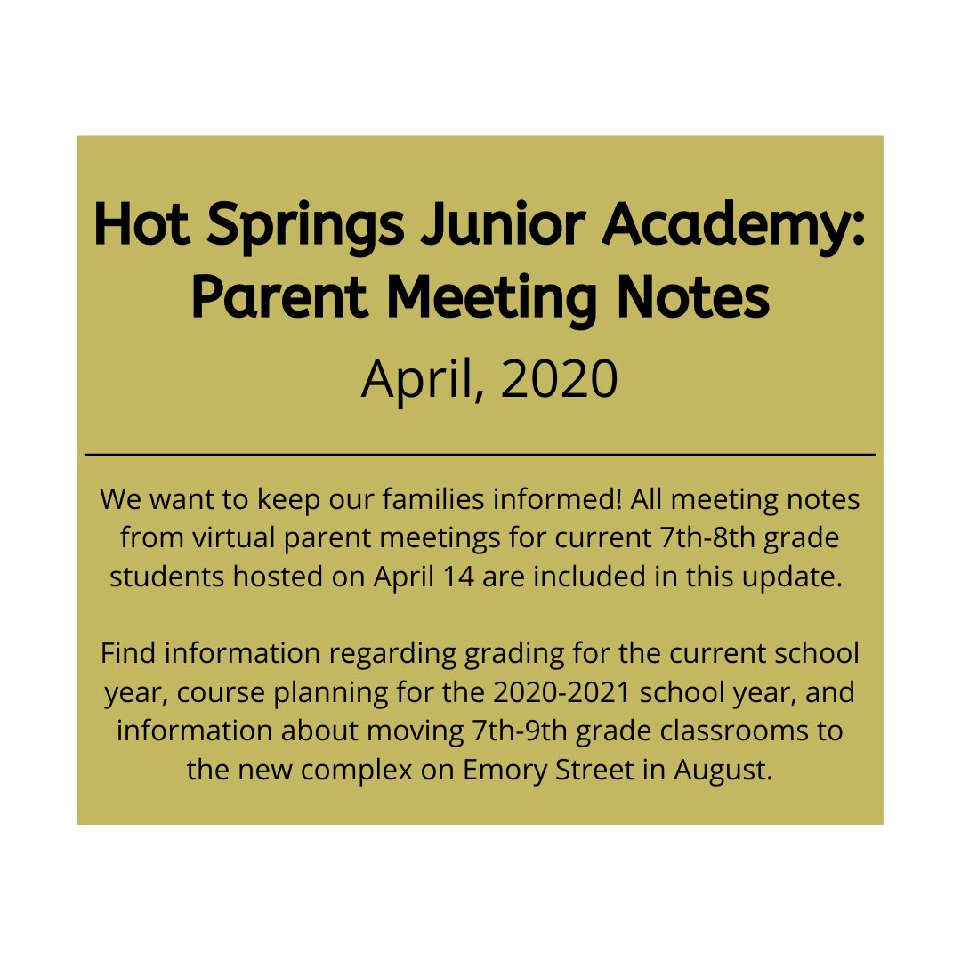 Hs School District Hsja Families All Meeting Notes From Virtual Parent Meetings For Current 7th 8th Grade Students Hosted On April 14 Are Included In The Link Below Find