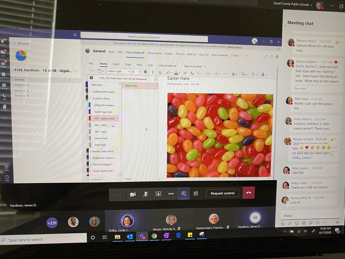 shawnwigg's tweet photo. Some exciting learning going on in our first ever @DuvalSchools Math Share Fair. Easter Egg #math Hunts through @msonenote along with other great ideas from our own teachers as we thrive in #DuvalHomeRoom . #iteachmath #mieexpert #edtech @MicrosoftEDU @DcpsMath https://t.co/AghTNG7lfy