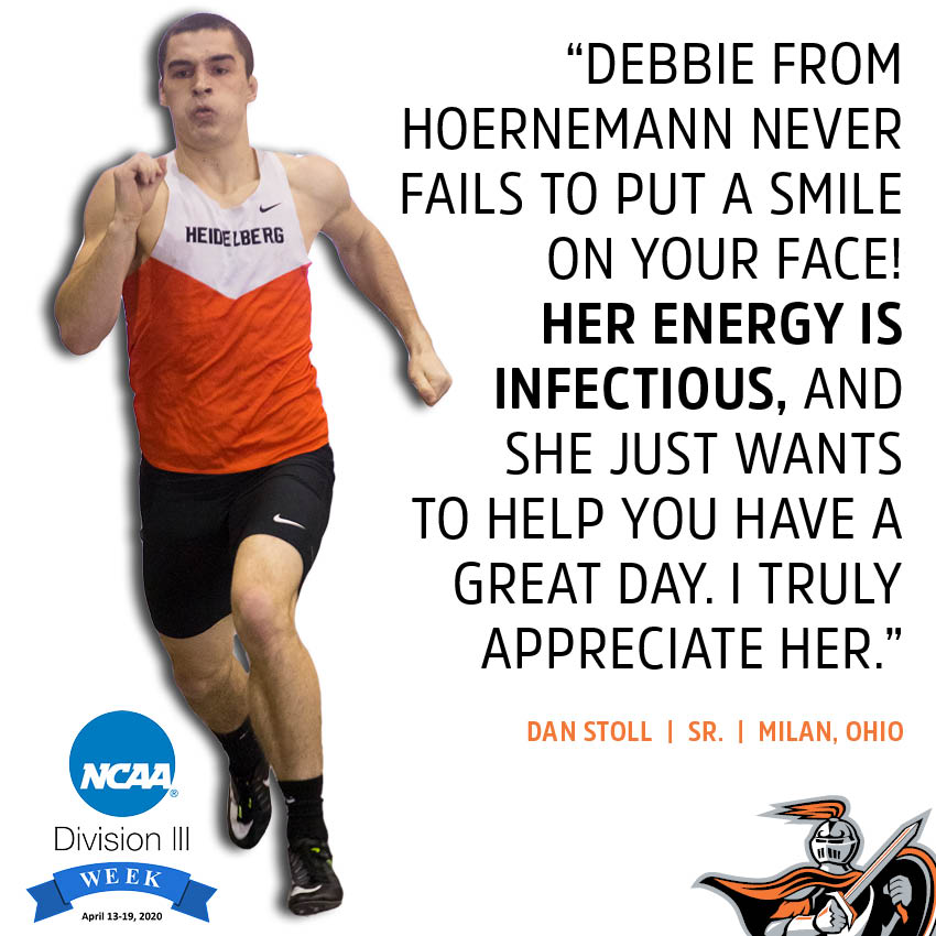 BergAthletics's tweet photo. Next up is another double post, this time showing appreciation for @ParkHeidelberg's own, Debbie. Both Dan Stoll and Ryan Newman show why Debbie's positivity never fails to bring a smile to the students' faces. @HeidelbergXCTF @HBerg_Tennis @HUMenSoccer 

https://t.co/IzkwvIZZSm https://t.co/xRANij2SeX