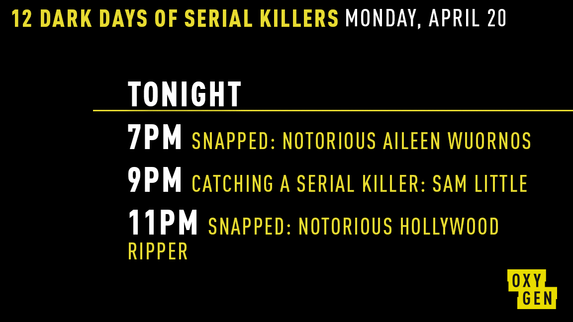 oxygen's tweet photo. Going out with a bang. 💥 Don't miss the last night of @Oxygen's #12DarkDaysOfSerialKillers. Who's watching with me? https://t.co/TDbafpoL8C