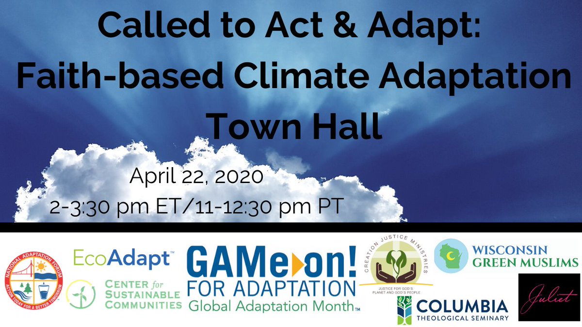 Celebrate Earth Day with us - attend our upcoming webinar  focused on #faithbased #adaptation with a packed panel of inspiring #faith leaders who will talk about #creationcare, #climatechange and how to find #hope amidst #uncertainty. 

Register here: attendee.gotowebinar.com/register/26346…