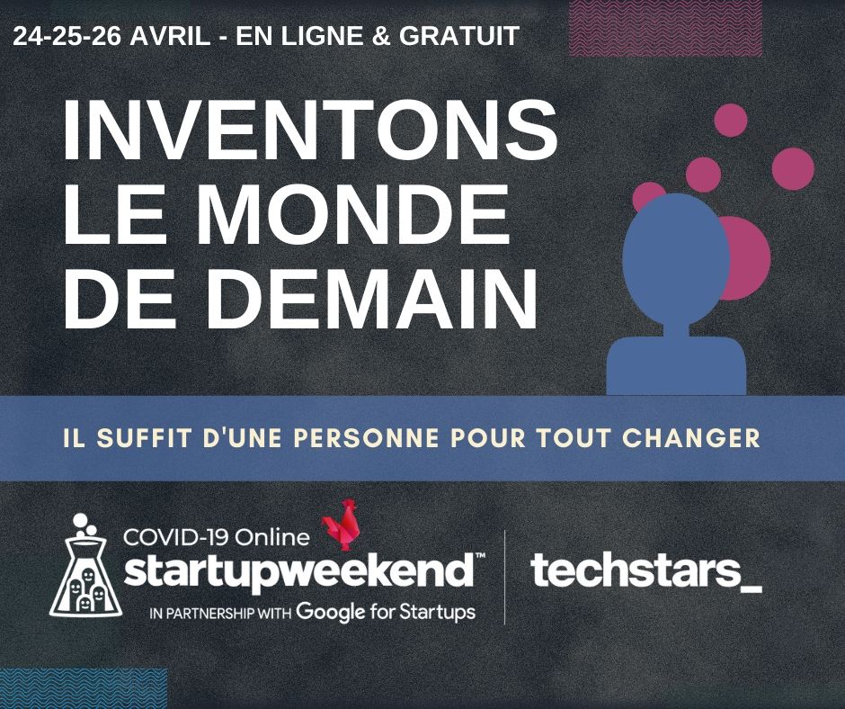 📢 #Événement
54h pour innover et lutter contre le Covid-19, c’est l’objectif du Startp Weekend ! Rendez-vous du 24 au 26 avril prochain. 

Pour participer : bit.ly/StartupWeekend… 
Pour plus d’informations : bit.ly/2VATlPx 

#COVID19StartupWeekend