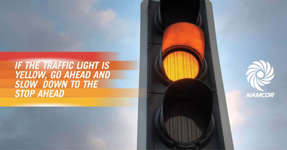 NamcorNamibia's tweet photo. Road safety tip:
If the traffic light is Amber, go ahead and slow down to a stop. 
Don't run that red light! 

#NAMCOR
#EnergisingTheFuture https://t.co/DZmJlWzcfI
