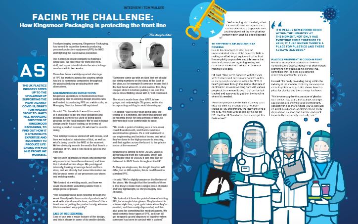 KingsmoorPLtd's tweet photo. The April edition of @BritishPlastics is now available in digital format → https://t.co/Yf0x7kj5dj and we are delighted to have a top spot on pages 14 &15! Check it out - #KPLVisor #PPE #NHS #Covid19 https://t.co/ig6A9HGdJG
