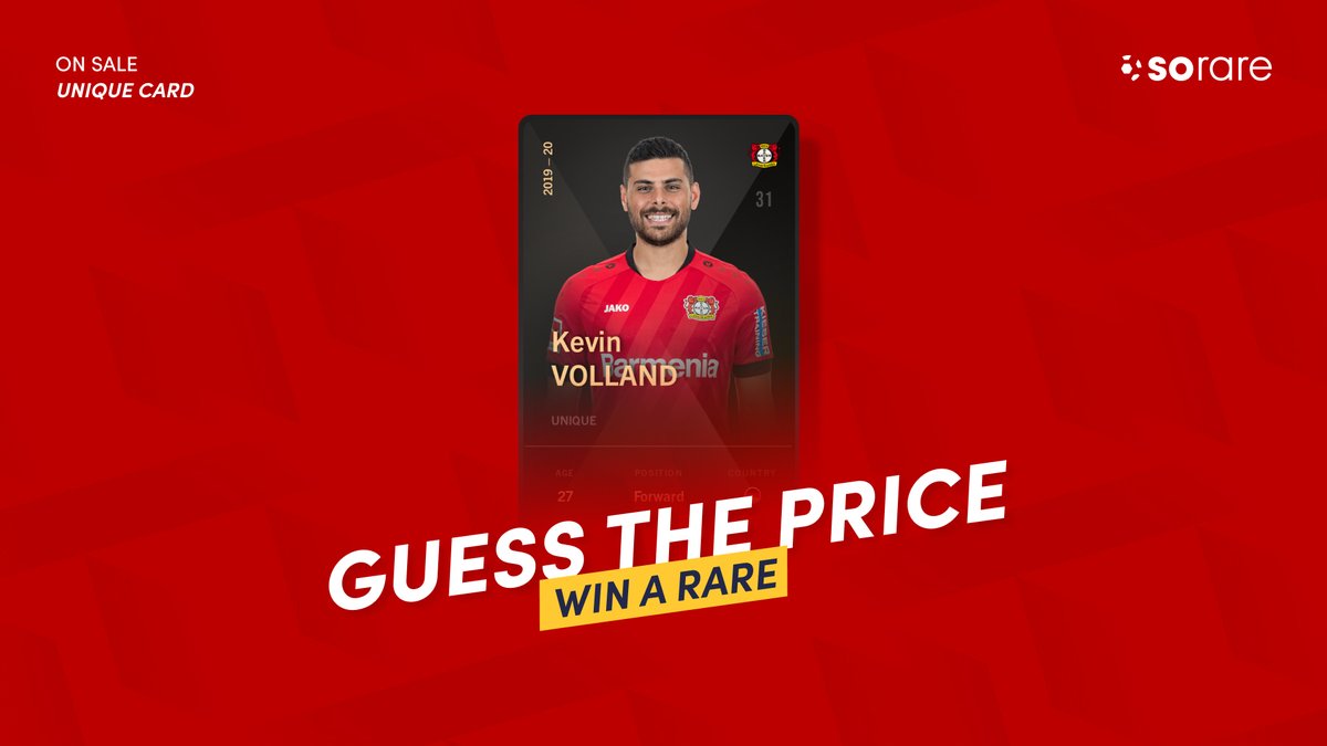 🎁WIN A RARE KEVIN VOLLAND!🎁

Guess the Price that our <a href="/KeVolland/">Kevin Volland</a> Unique Player Card will sell for tomorrow at auction (17.00 CET) 

Closest guess will win a Rare Player Card version of him!

To enter, like and Retweet this post and leave your guess in the comments!