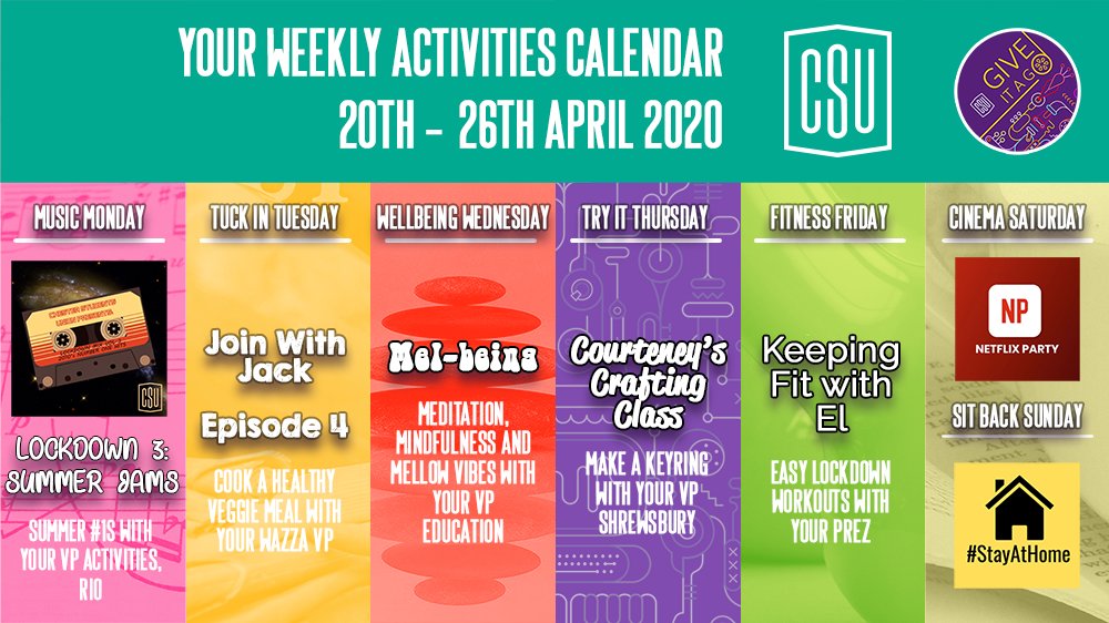 IT'S HERE! Your Online Activities calendar for this week!

Lockdown is still in effect but we're feeling the nicer weather and dreaming of the summer to come. Here's a set of happenings to get you in the late-spring mood.

<a href="/uochester/">University of Chester</a> #CSYou