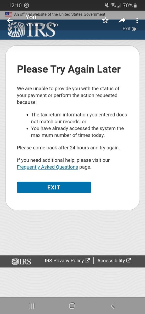 Michael94393181's tweet photo. @stevenmnuchin1 Mr. Steven could you please take a look into this, a lot of people got locked out 24 hours passed by still same message, and by the way i do have refund and my direct deposit in 2018, in 2019 i owe very small $ of money. https://t.co/RxrKmOtjAM