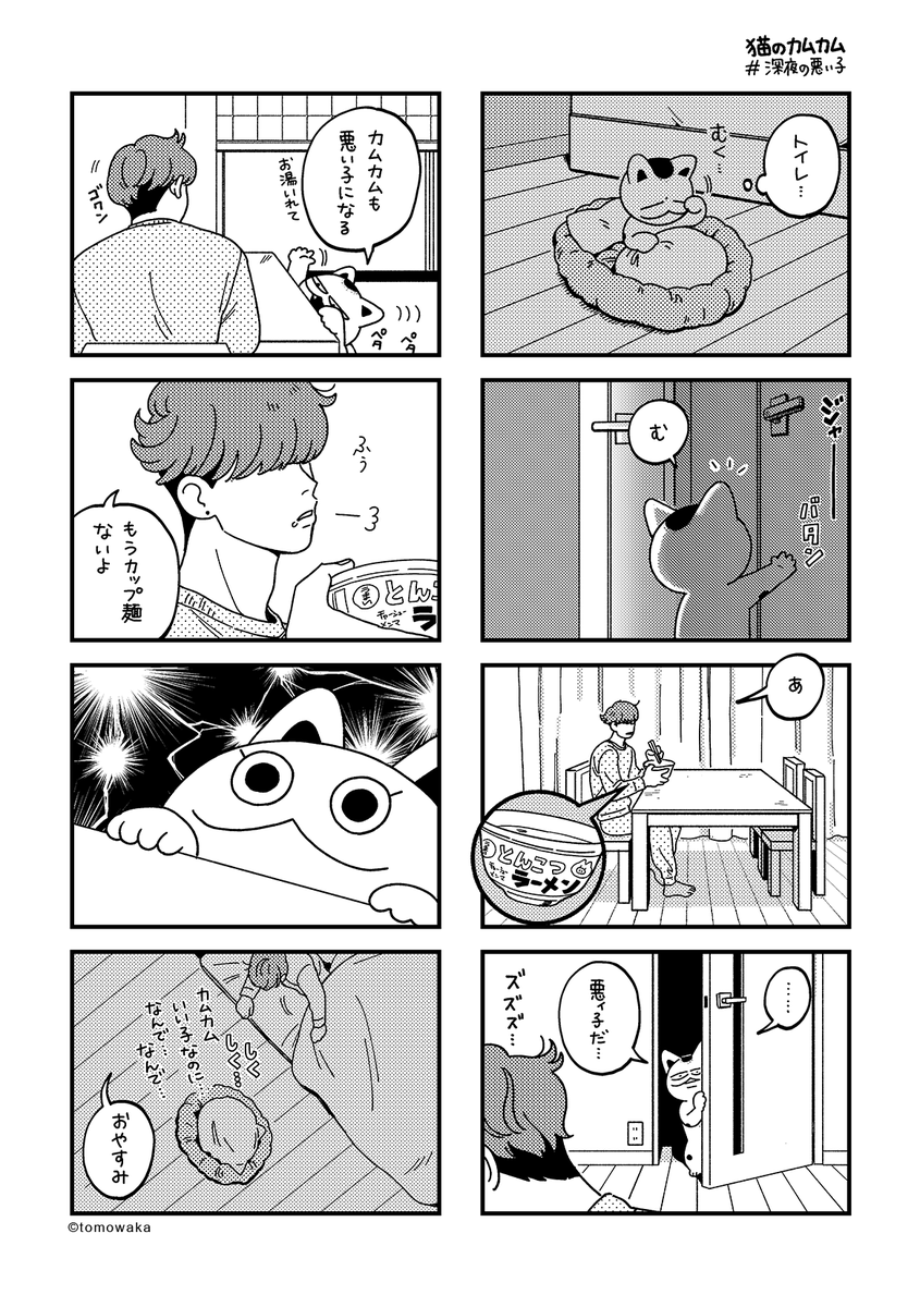 「深夜の悪い子」
#猫のカムカム #tmwk漫画 #創作漫画 