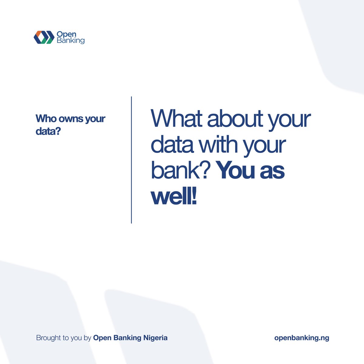 openbanking_ng's tweet photo. Who owns the data you supply to your bank? #openbankingnigeria #whoownsyourdata #openbankingeveryday https://t.co/gNZBLTGI6U