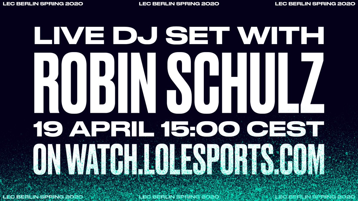 LEC's tweet photo. Getting fired up for the Finals with a Live DJ Set by @robin_schulz:

We are excited to announce a special performance ahead of the #LEC Spring Finals on Sunday!

All the info: https://t.co/SxyxlF4pTa https://t.co/WXD3o64cCk