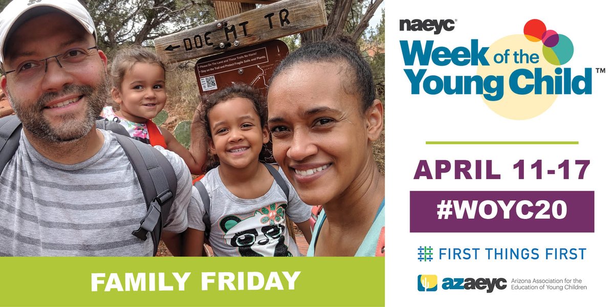Good morning 🌞Happy Family Friday!
Research shows that when families are active participants in their children’s care and education, everyone benefits. Find quality research-based resources for families at <a href="/NAEYC/">NAEYC</a> <a href="/AZFTF/">First Things First</a> <a href="/sazaeyc/">Southern Arizona AEYC</a> 

ow.ly/B4h550zh94v

#woyc20 #SharetheCareAZ