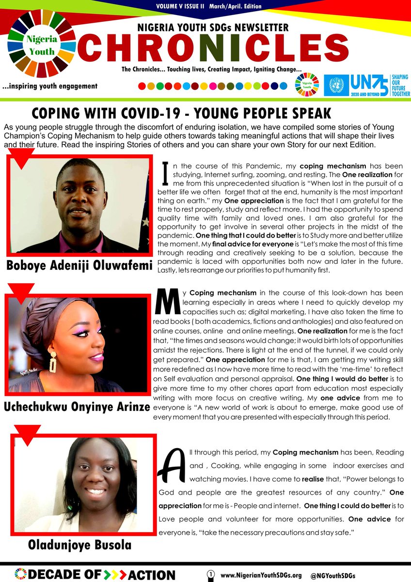 Xhallum's tweet photo. Young Nigerians leading by example, inspiring others to stay hopeful and taking the lead in saving countless lives in the process. Read our newest edition of @NGYouthSDGs Newsletter #Chronicles 
@ossap_sdgs 
@RuderfN 
@childhope 
@YIAGA 
@iamJoshuaAlade 
@HamzyCODE 
@UN_Nigeria https://t.co/36ItSXyOCc