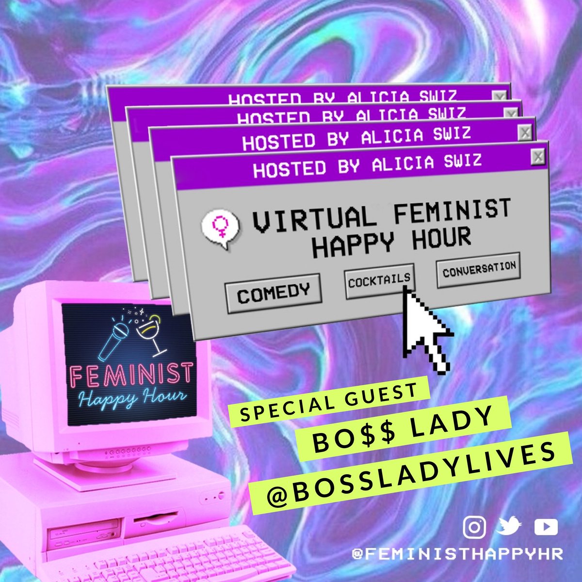 We've gone #VIRTUAL y'all! Tonight @ 5pm EST 
@aliciaswiz is joined by BOSS BABE <a href="/bossladylives/">BO$ Lady</a> to talk #feminism, #weed, #hiphop &amp; #comedy! Plus the BO$$ will perform a few select cuts before her full set @ 7pm PST facebook.com/events/2195001…