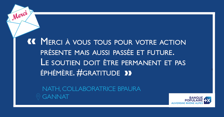 Merci d’être là pour nous, nous sommes là pour vous | Tout comme Nath, collaboratrice BPAURA, laissez votre message de soutien aux personnels soignants, pompiers, gendarmes(…) via notre boite aux lettres solidaire :  bit.ly/3enGFnT #AVOSCOTES #solidaritecovid19