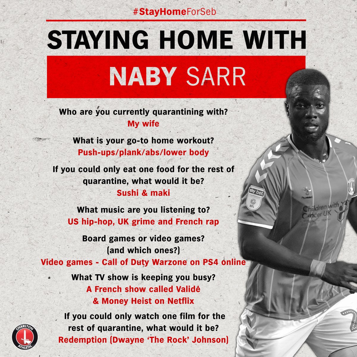 CAFCofficial's tweet photo. ๐ก @nabysarr is the next Addick to share with us how he is keeping busy in lockdown...
#cafc #StayHomeForSeb #StayHomeSaveLives https://t.co/XFED3GaMuR