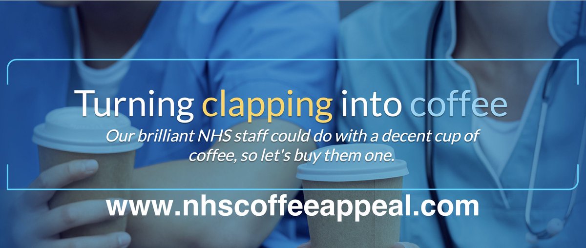nhscoffeeappeal's tweet photo. Our brilliant NHS staff could do with a decent cup of coffee. 

700 coffee machines are urgently needed for nurses and doctors in critical care wards, because all the coffee shops in &amp; around hospitals are now closed. 

So let’s turn clapping into coffee!

https://t.co/LoQ3tR2sVB https://t.co/eLrCRRTIsW
