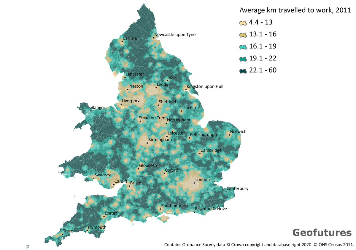 With a huge reduction in travel since #COVID19UK how will our distance travelled to work change by the 2021 Census? Which places will adapt the most? What will this map look like? #WorkFromHome #Commuting #SocialDistancing #NetZero