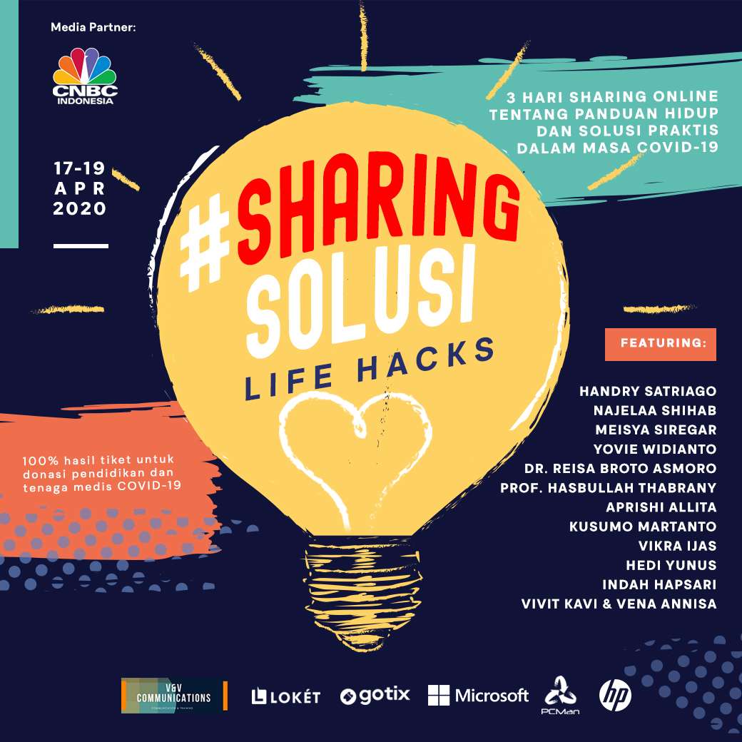Bagaimana Masa Depan Kehidupan Akibat Pandemi COVID-19? Temukan jawabannya di #SharingSolusi, 3 hari Online Sharing bersama para ahli dalam bidangnya untuk membagikan solusi praktis kehidupan (life hacks) yang dapat langsung dipraktikkan. Daftar segera di bit.ly/sharingsolusig…