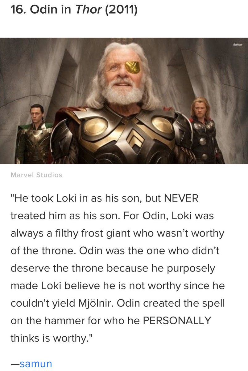Marvel_Fanlady's tweet photo. Ok just pinched this from Facebook but I totally agree with this argument #Odin never loved #Loki like a son ##Thor https://t.co/zmSn9C3qGR