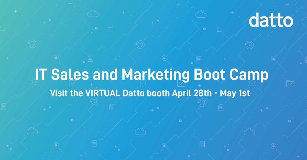 Catfgarrett's tweet photo. Join Datto virtually, April 28th - May 1st, for the Robin Robins IT Sales &amp; Marketing Boot Camp. Learn how our products can enable your business growth &amp; live chat with us for a chance to support your local community &amp; win a $100 Uber Eats Gift Card! https://t.co/BSRypxDZFN https://t.co/kfJNa3o7Dd