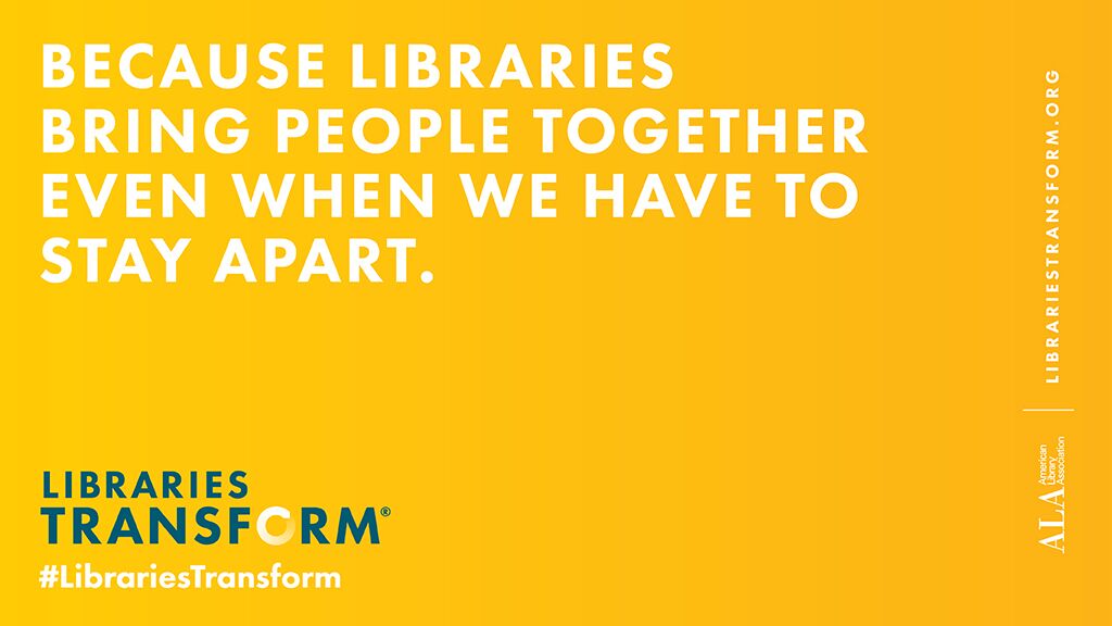 Check out the new Because statements highlighting libraries in our time of social distancing. You can find them on the #NationalLibraryWeek tools webpage bit.ly/2RDqtGs. #LibrariesTransform #LibrariesStrong