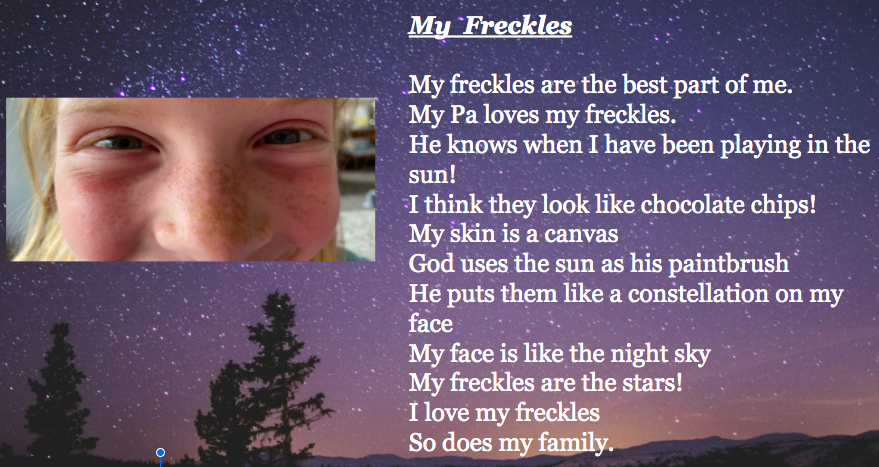 InquiryEdu's tweet photo. 3rd grade "Best Part of Me" Poetry. Story HERE: https://t.co/gS6IVEHkOY
#WritingCommunity #poetry3 #distancelearning #distanceteaching #talawandaempowers #whyowp https://t.co/8FoasK49Lf