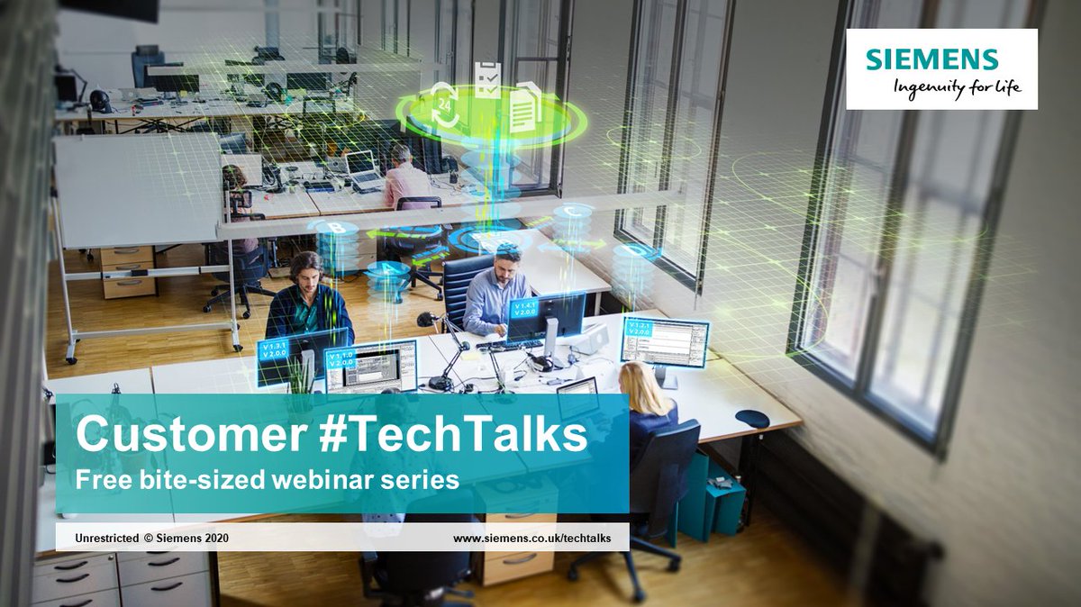 James Cottle (@jimmycotts) on Twitter photo Next week is the start of <a href="/SiemensUKNews/">Siemens UK</a>'s daily bite-sized webinar series #TechTalks - and I'm up first!
These are free to attend and will cover the full range of our Digital Industries offering and hosted by my amazing colleagues (aka experts)!
Register: siemens.co.uk/techtalks Next week is the start of <a href="/SiemensUKNews/">Siemens UK</a>'s daily bite-sized webinar series #TechTalks - and I'm up first!
These are free to attend and will cover the full range of our Digital Industries offering and hosted by my amazing colleagues (aka experts)!
Register: siemens.co.uk/techtalks