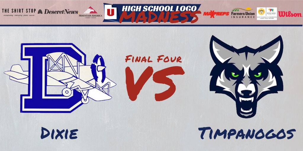 UHSAAinfo's tweet photo. The #FinalFour is here! Which logo deserves a trip to the @MountainAmerica championship? @DixieHighSchool or @timptwolves? #MyReasonWhy https://t.co/omnbcvsrlr
