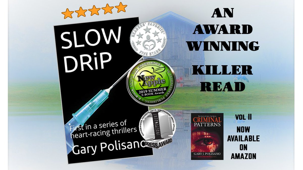 PolisanoJ's tweet photo. SLOW DRiP - Crime/Mystery. New Apple's 2019 WINNER, Best Psychological Mystery. #1 Amazon download.
Website - https://t.co/lmlilvHOCP
Amazon link - https://t.co/Sp2xLWkZgG

#crime #thriller #mystery #police #serialkiller #detective #awardwinning https://t.co/QfVtNjA5bL