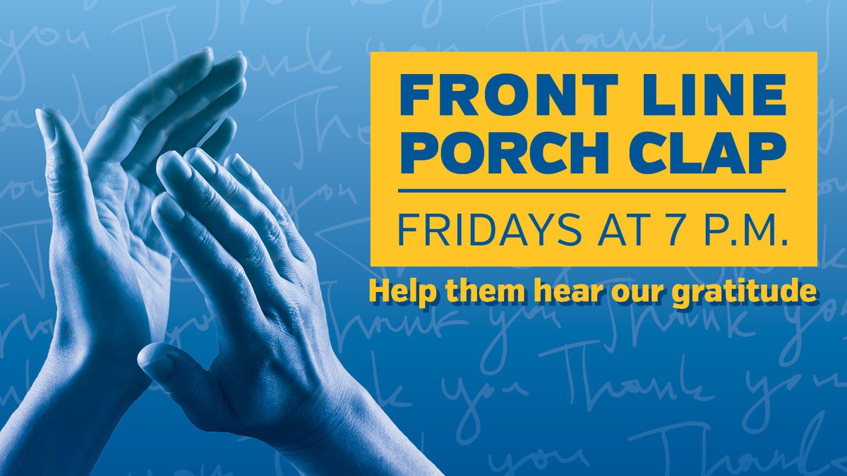 👏 As healthcare and front-line workers continue to care for our community, so should we in expressing our gratitude. A reminder to join us this evening at 7 p.m. for a 2-minute porch clap to show our support for essential workers. Let’s get loud! ❤️ #BurlON