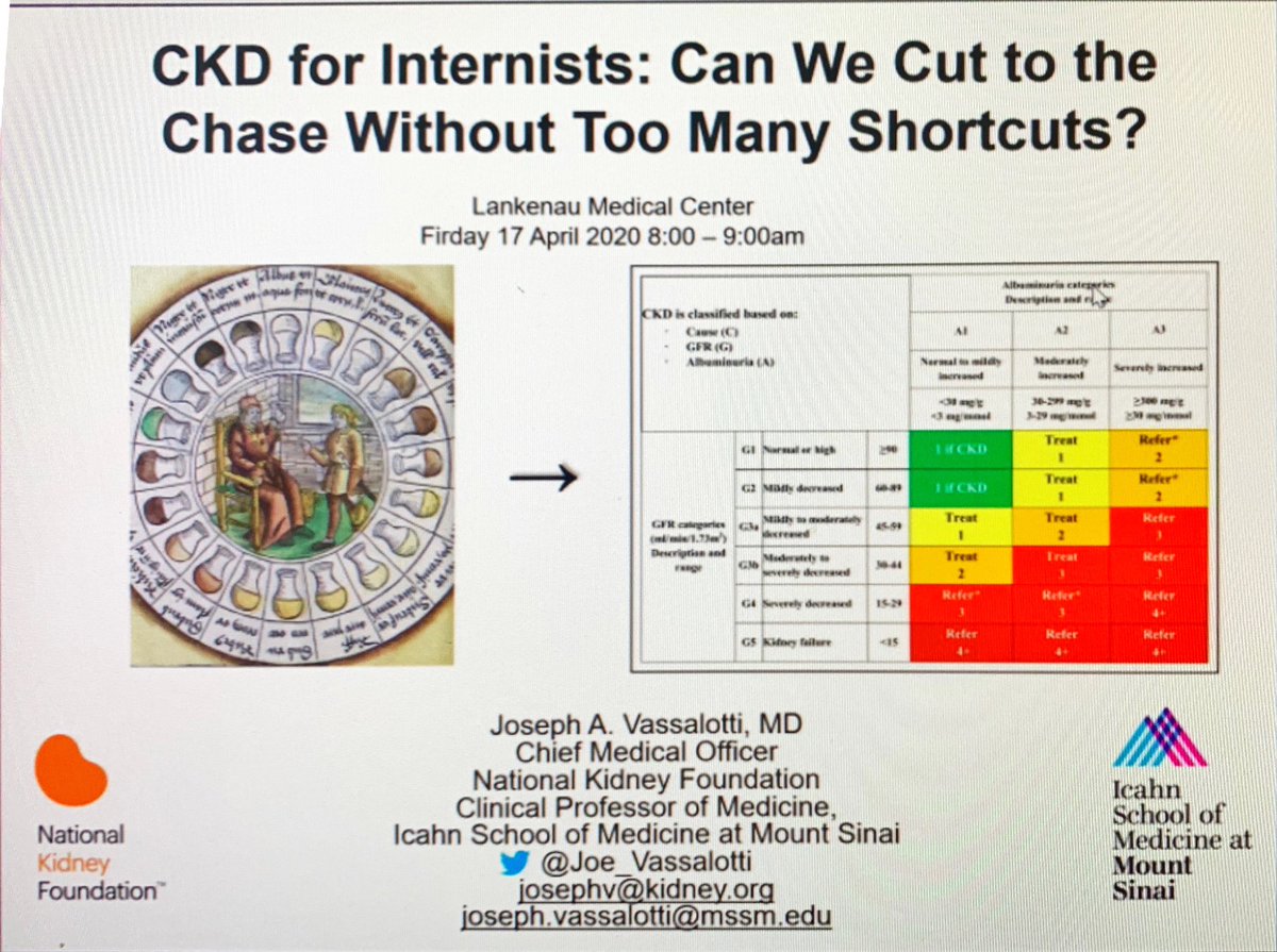 DavidACohen3's tweet image. #JosephVassalotti MD @Joe_Vassalotti delivers Virtual Medical Grand Rounds @Lankenau Medical Center on #ChronicKidneyDisesse The show must go on. Never stop learning #MainLineHealth