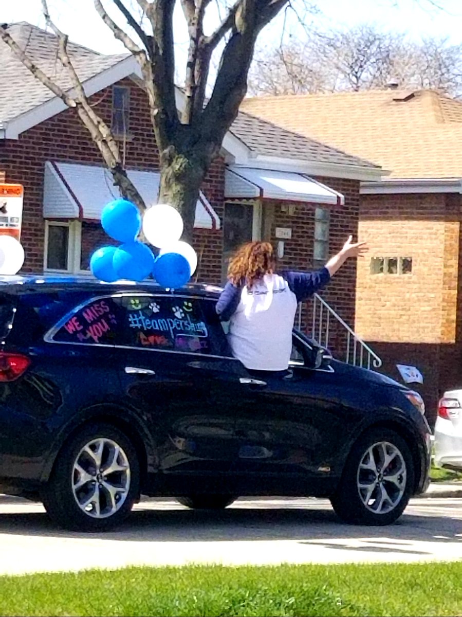 2FPershing's tweet photo. We are feeling the love from our Pershing Families after our parade yesterday! It warmed our hearts to see all of our student's smiling faces! We miss you so much! #2FF #teampershing #ilschoolsstepup #panthersathome #d100inspires @Ms_Bazz @epipersimpson https://t.co/61AmPJuJvo