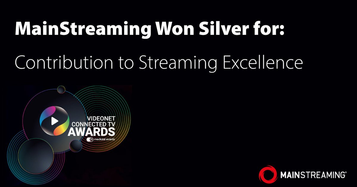 mainstreamingtv's tweet photo. MainStreaming won silver in @VideonetNews Connected TV Awards with its HyperNode #Technology! Extremely #proud of our #team for building our advanced #AI #streaming solution.

#VideoDelivery #VideoStreaming #Innovation https://t.co/4GyboBfauI