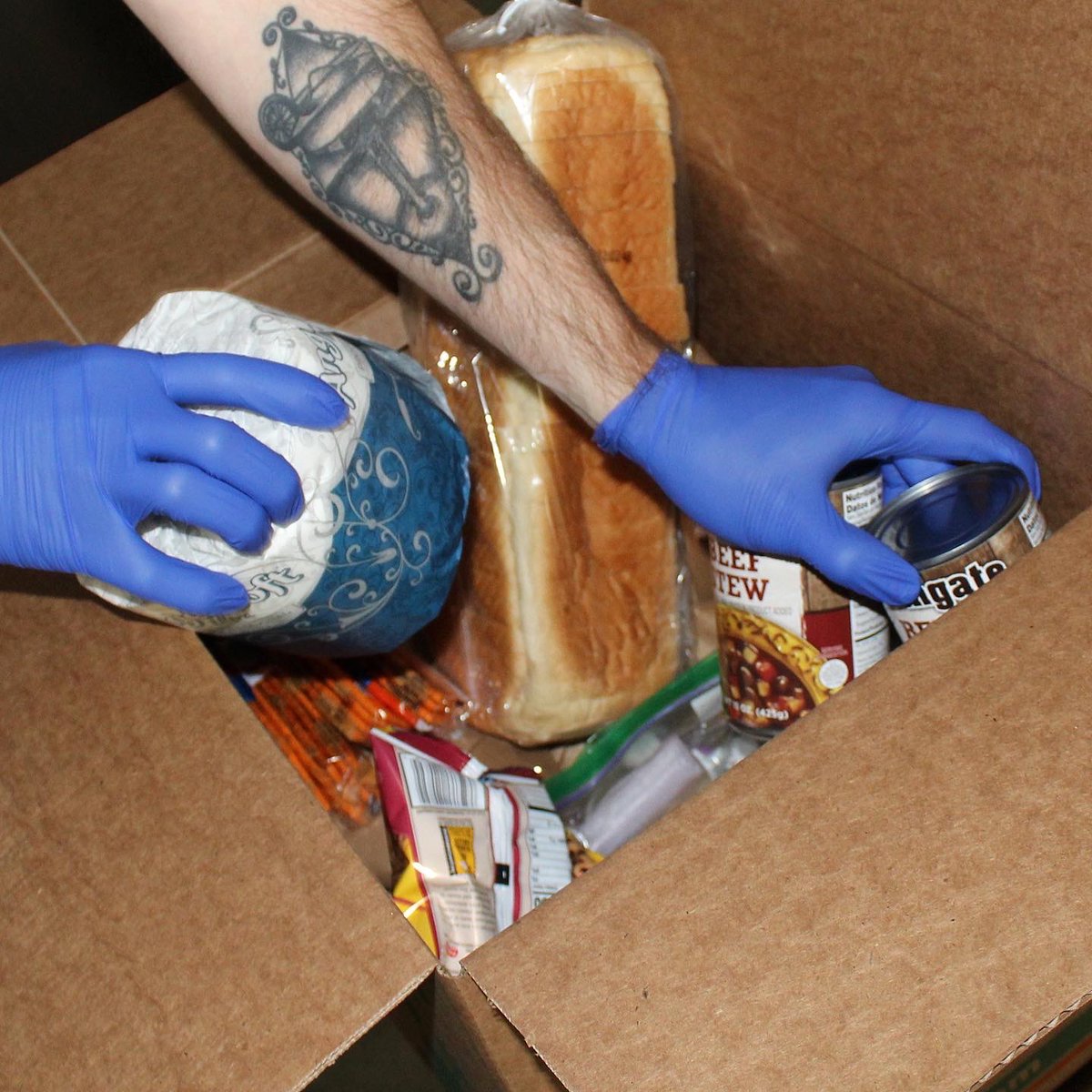 Back at it again today! CARE BOXES for all of our friends and family in the service industry!! Come by @littlecityral from 3pm-6pm to pick one up! .

One box contains about 40 meals and some other essential items! .

#inthistogether #onward #localiconlove #winetowater