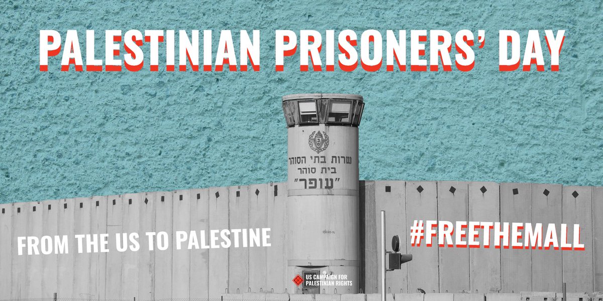 USCPR_'s tweet photo. On #PalestinianPrisonersDay, we're demanding to #FreeThemAll—from the US to Palestine. Prisoners' lives are in danger and we should be investing in healthcare, not incarceration. TAKE ACTION: https://t.co/cSUCDZSEVM https://t.co/I424T6A89a