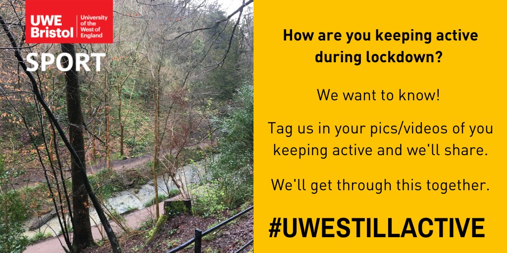 UWESport's tweet photo. Send in your pics and videos by tagging us and using the #UWEStillActive hashtag to share how you're keeping active during lockdown. 

We're in this together, let's keep each other going ❤️

#UWEFeelGood https://t.co/jy8DknJTr4