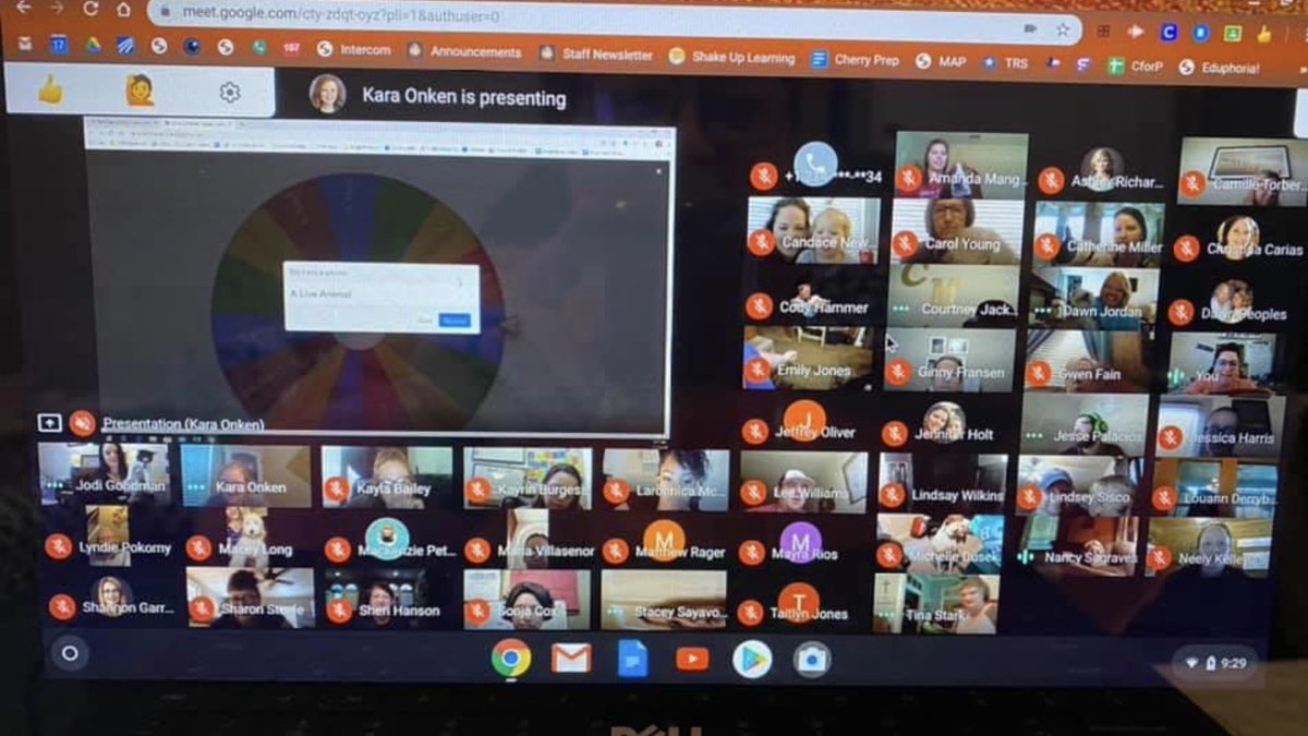 counselorsaya's tweet photo. Friday morning Ruth Cherry staff meeting...scavenger hunt/let’s make a deal style! The best one was the “live animal” clue... seeing/hearing everyone’s fur babies! 🥰😂 #cherrybrave @ruthcherryint @hkwheatley @kara_onken https://t.co/cSSXXH6UDx