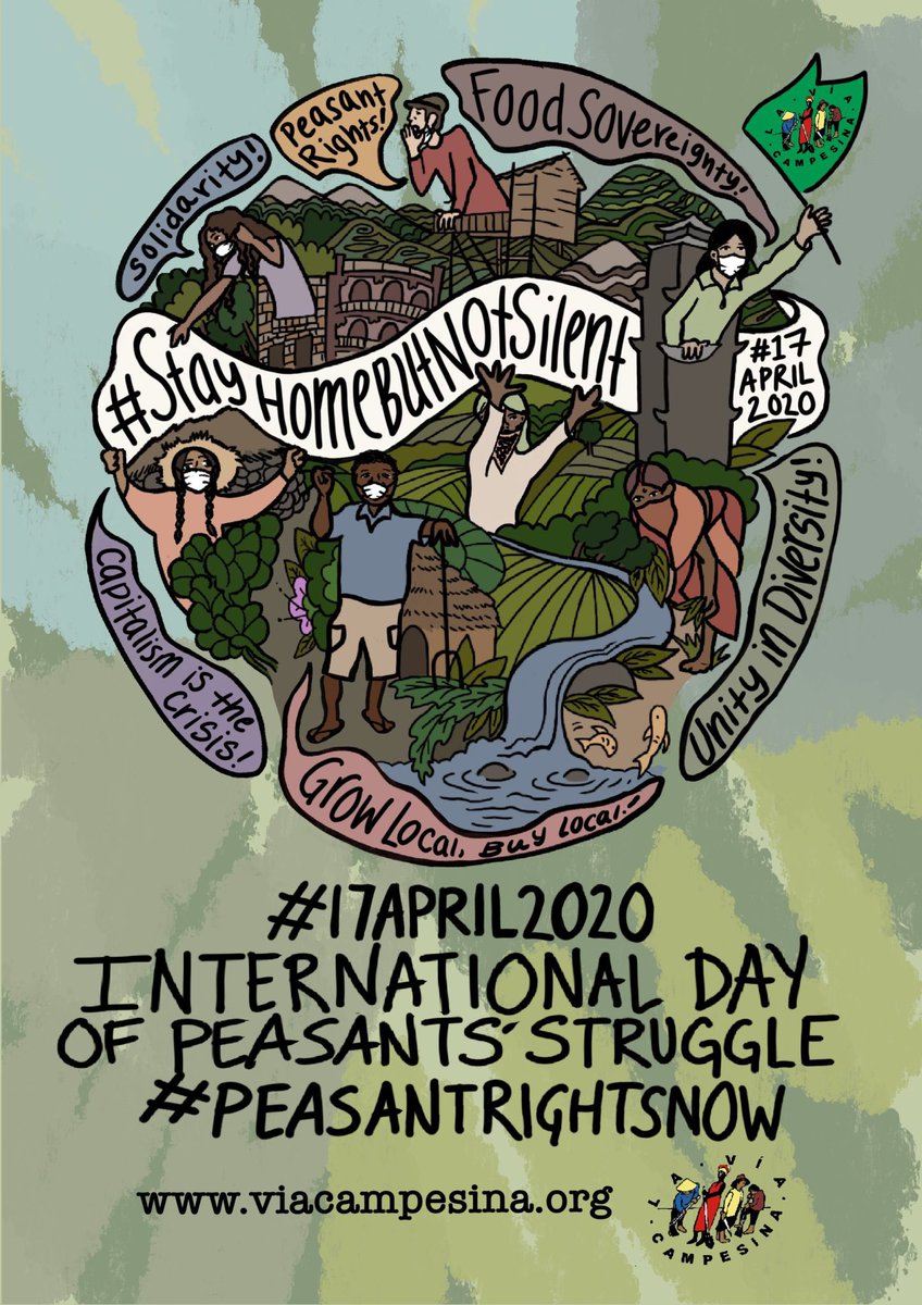 In solidarity with La Via Campesina. In solidarity with all who continue to feed the world. We fight for life and humanity together. Today we #StayHomeButNotSilent. #17april2020 #PeasantRightsNow 

viacampesina.org/en/stayhomebut…
