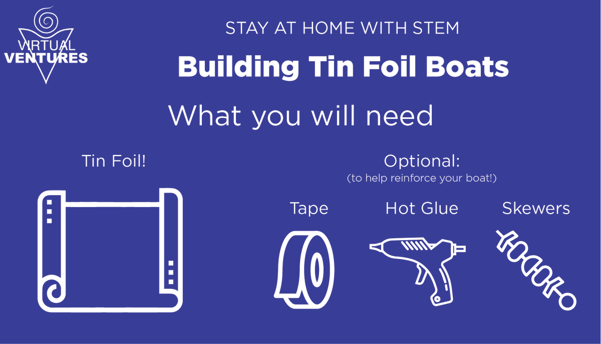virtualventures's tweet photo. It's just a-boat the weekend! #FridayFeeling Why knot try out these tin foil boats today? #StayAtHomeWithSTEM https://t.co/mmNcJtQoZq