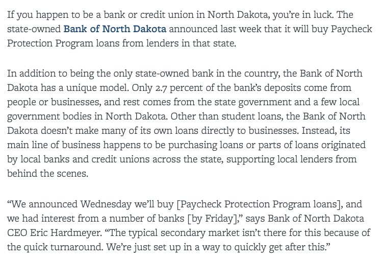 oscarthinks's tweet photo. &amp; yes, in fact, during this #COVID19 crisis as many smaller and local lenders are pushing the limits of their balance sheets in order to meet demand for #PaycheckProtectionProgram &amp; other help, the state-owned @BankofND is there to support them.

https://t.co/5y8VpqMobf https://t.co/CodgVFW7rB